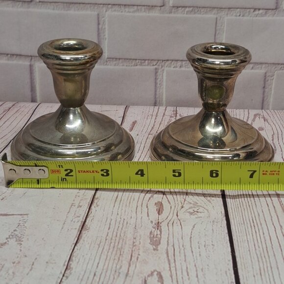 F. B. Rogers Silver Plate Japan Candle Holders Pair 4" X 4” Heavy Vintage Lot - Picture 5 of 5